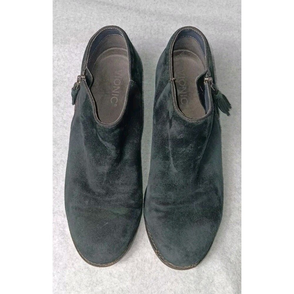 Vionic Joy Serena Suede Ankle Boots 9.5 Black Side Zip Tassel Casual Comfort - Picture 5 of 12